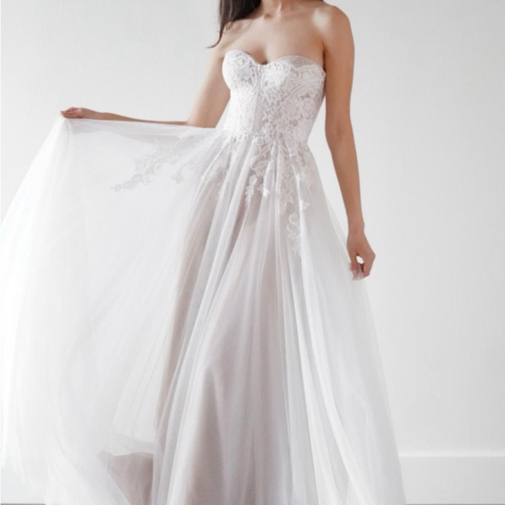 Anthropologie Watters Strapless Lace and Tulle Wedding Gown